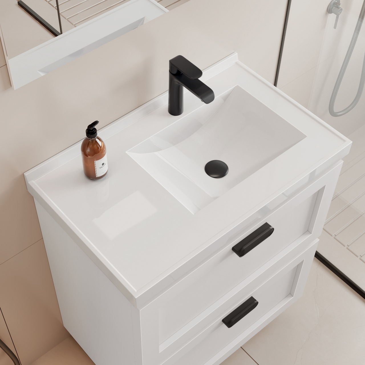 Kit Armario Banheiro Bancada Sintética Provençal 66 Branco