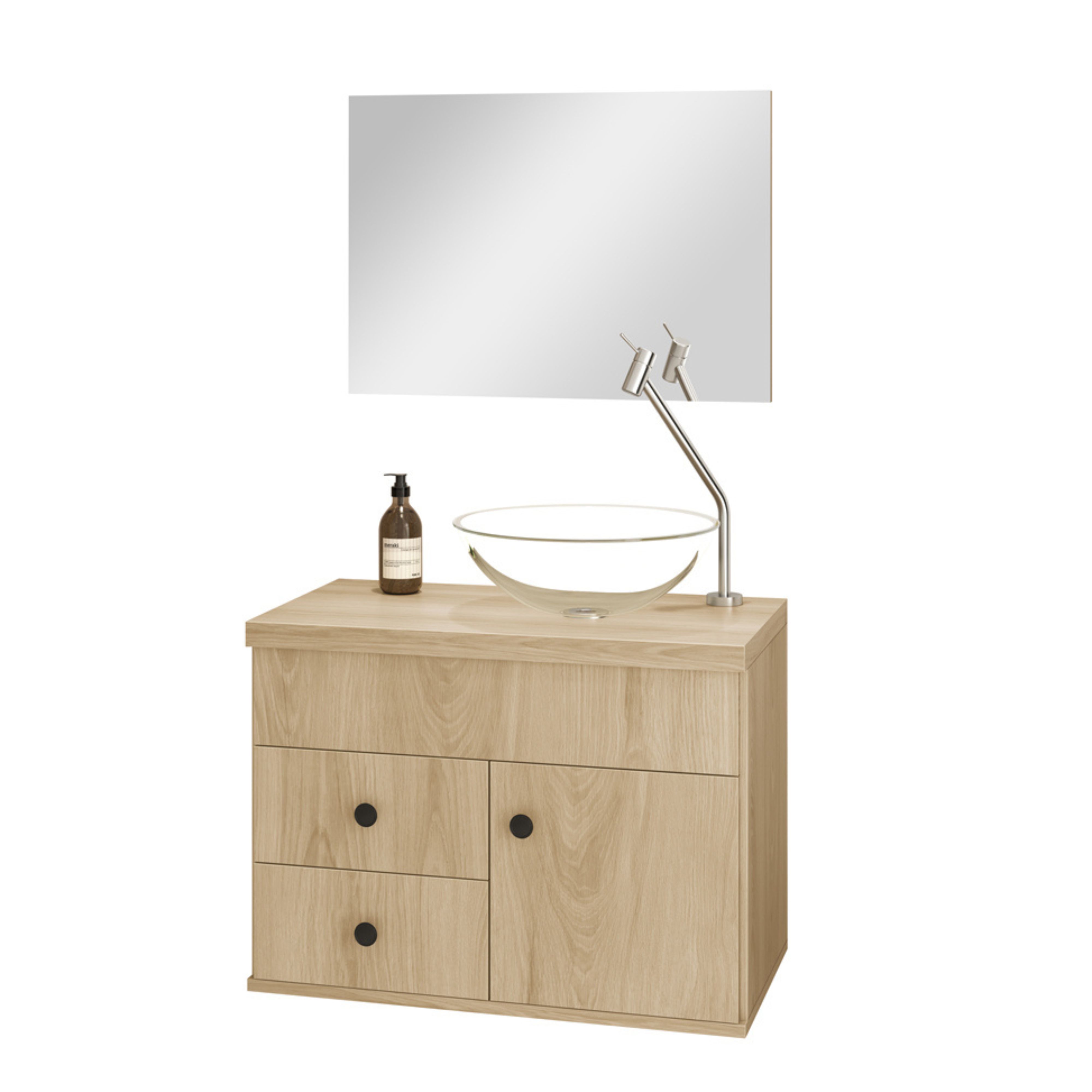 Kit Luna 60 Para Banheiro com espelho e cuba suspenso MDF