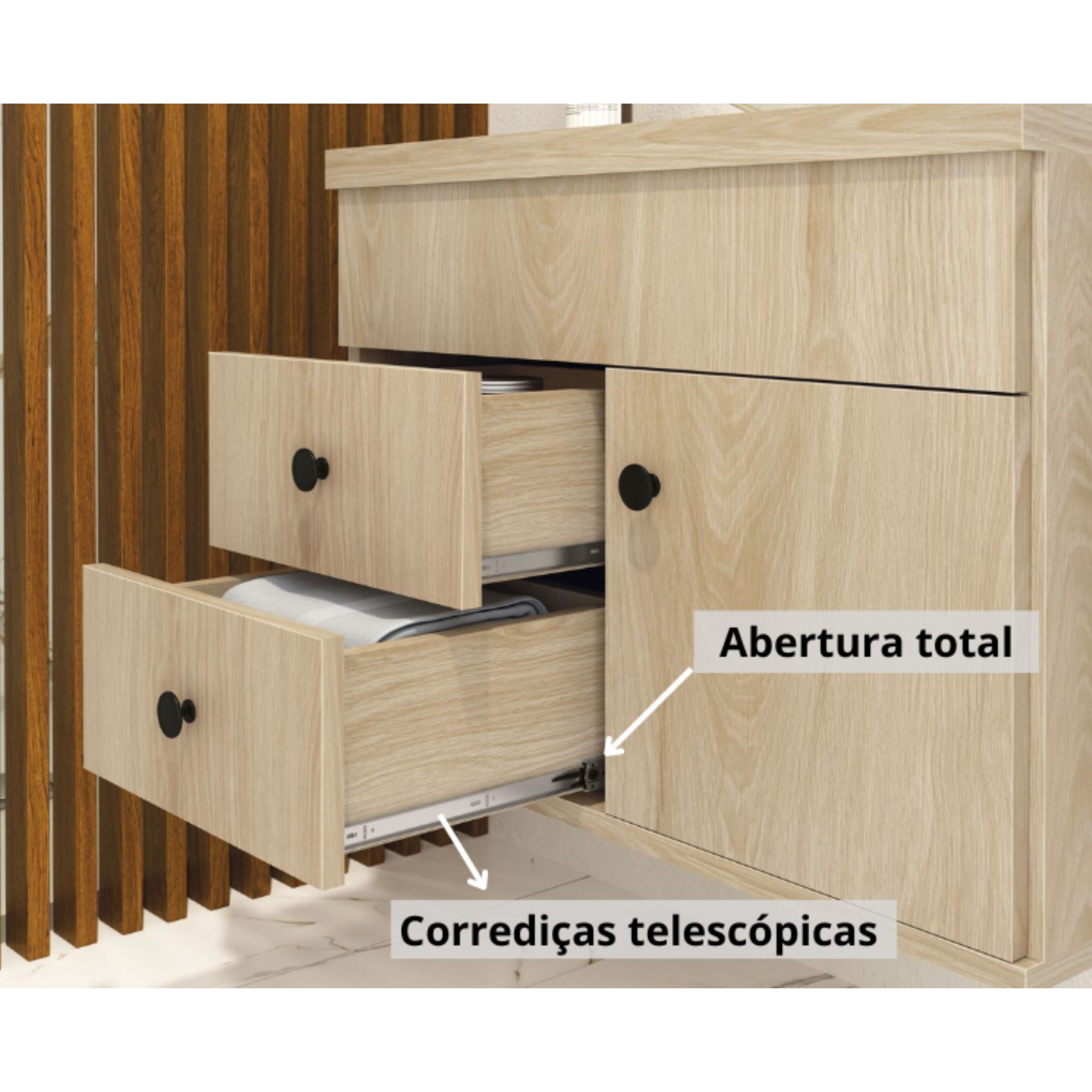 Kit Luna 60 Para Banheiro com espelho e cuba suspenso MDF