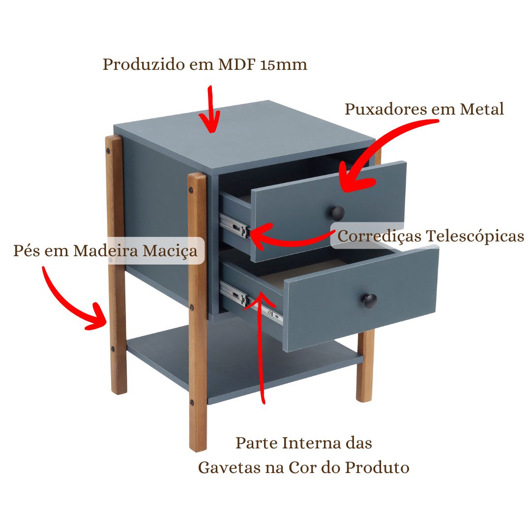 Mesa de Cabeceira Azul Magali