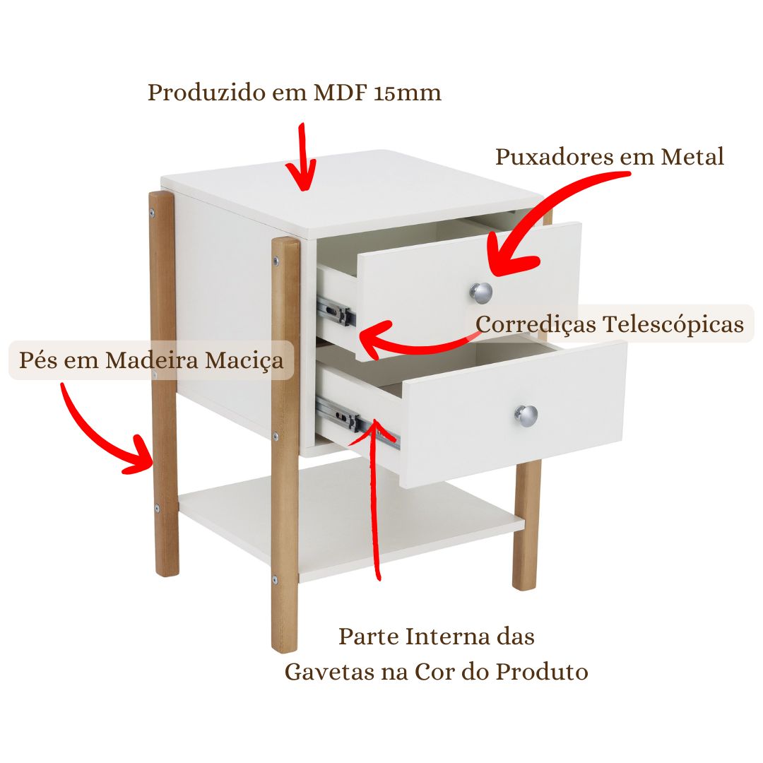 Mesa de Cabeceira Branca Magali