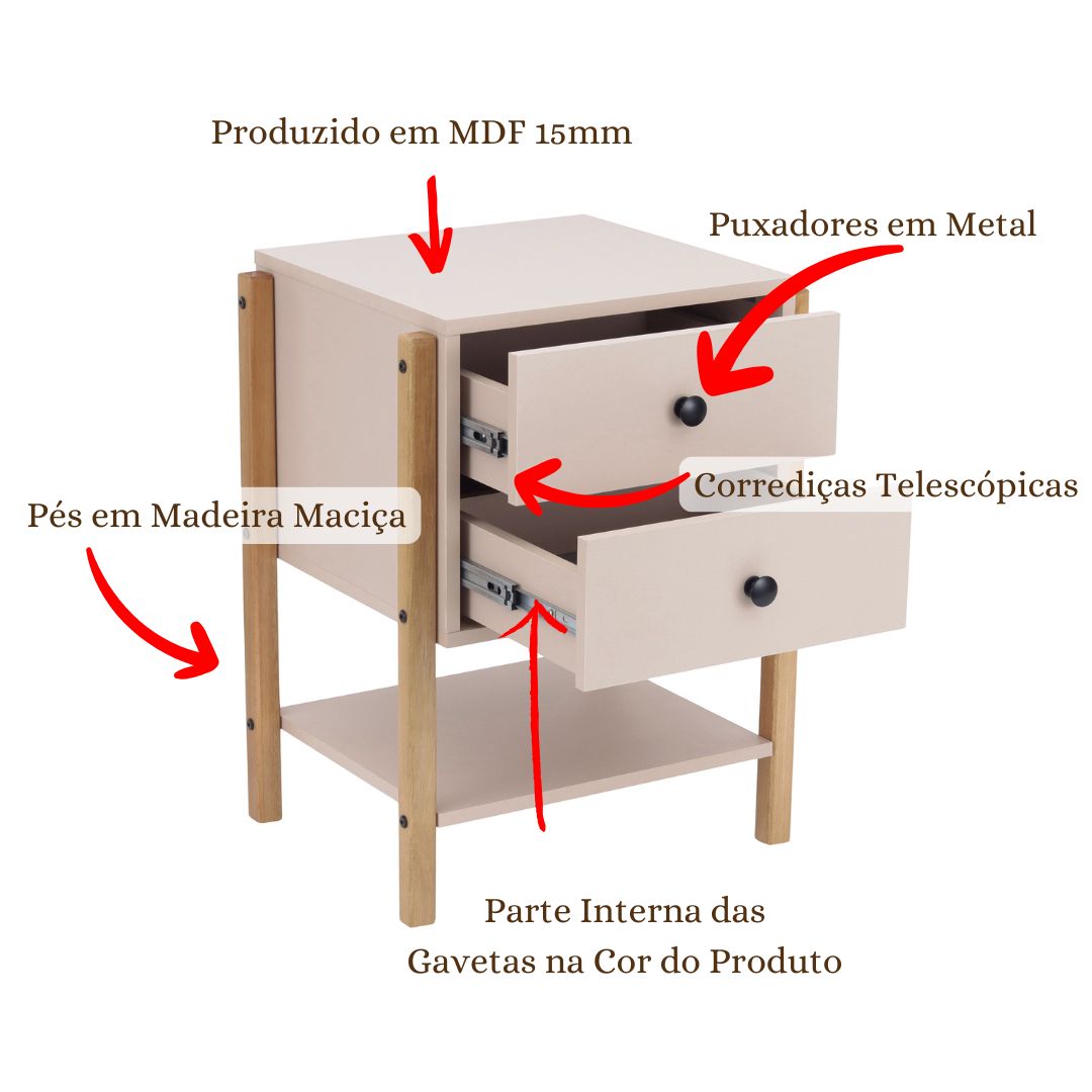 Mesa de Cabeceira Rosa Magali