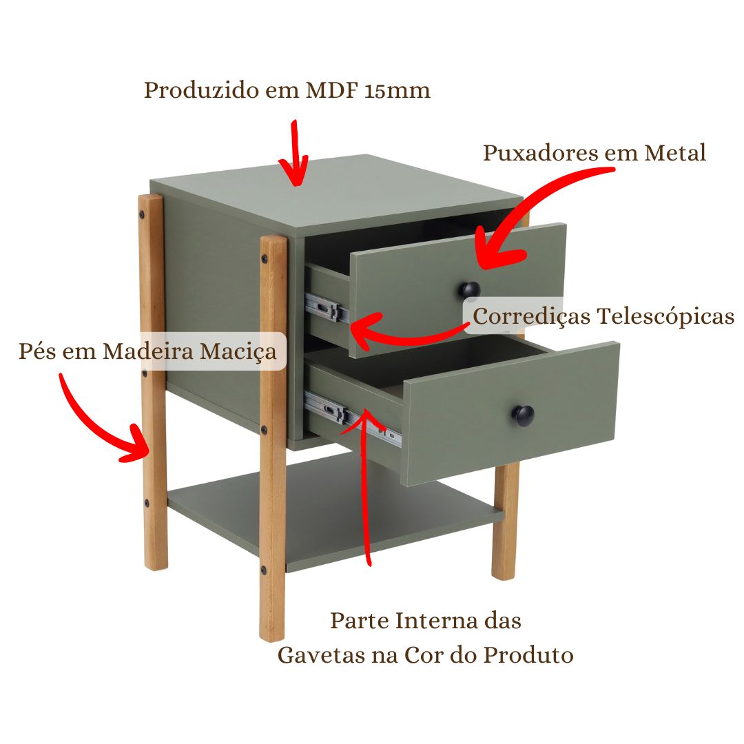 Mesa de Cabeceira Verde Magali
