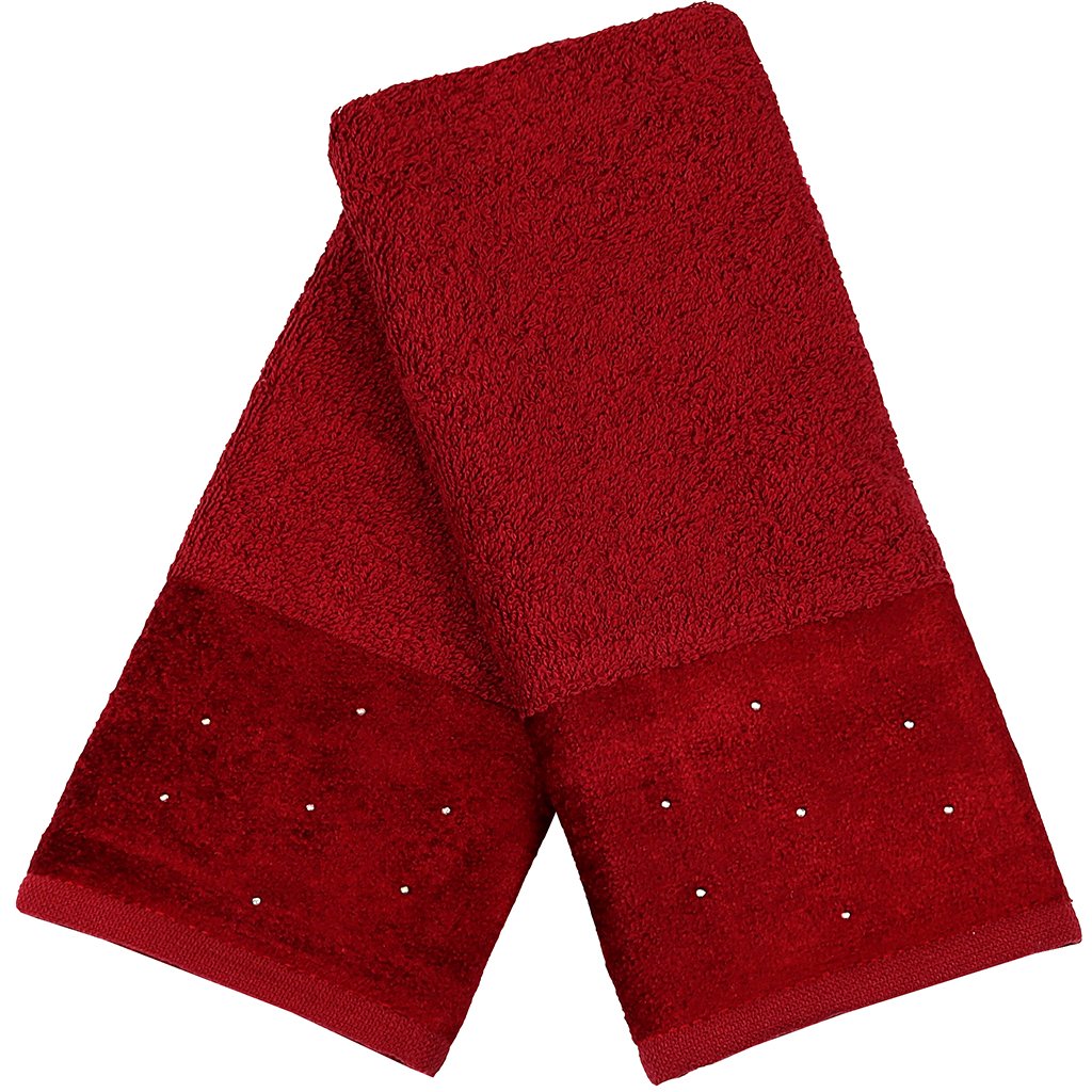 Kit 3 Toalha Lavabo Cristal Natalina 30x50cm Burgundy