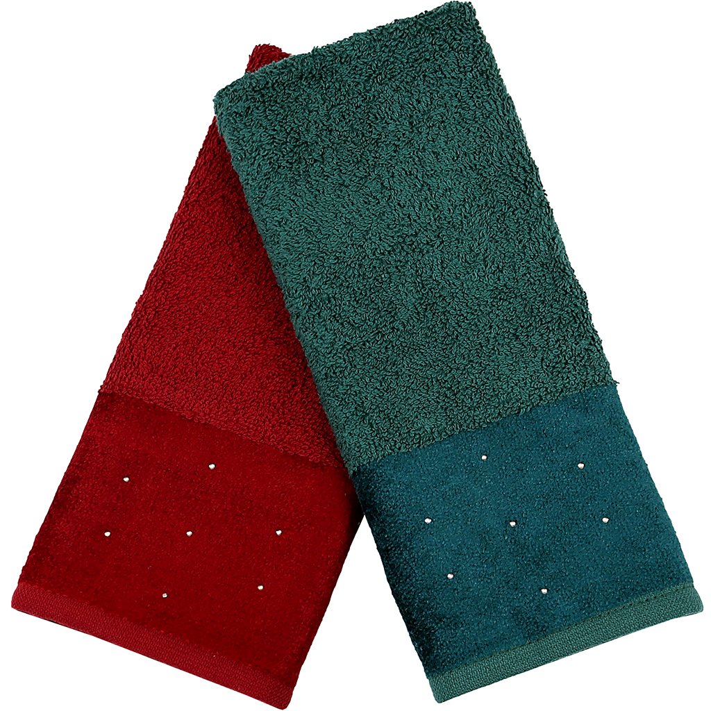 Kit 3 Toalha Lavabo Cristal Natalina 30x50cm Burgundy/Imensidão Azul