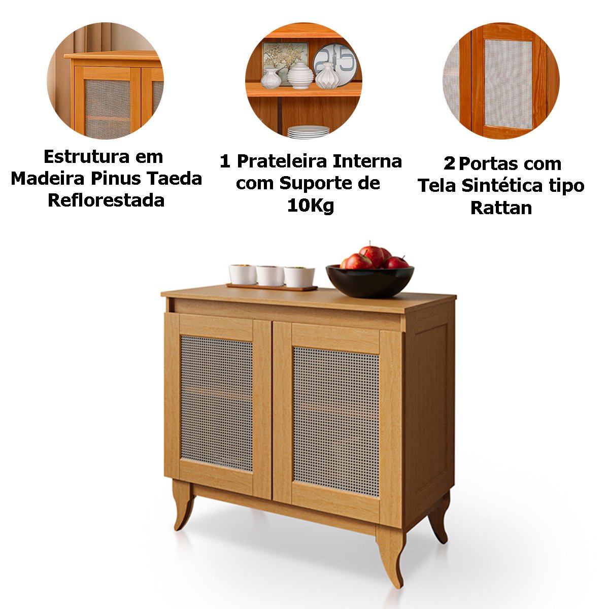 Balcão Buffet Aparador 100% Madeira 2 Portas Dalton Imbuia