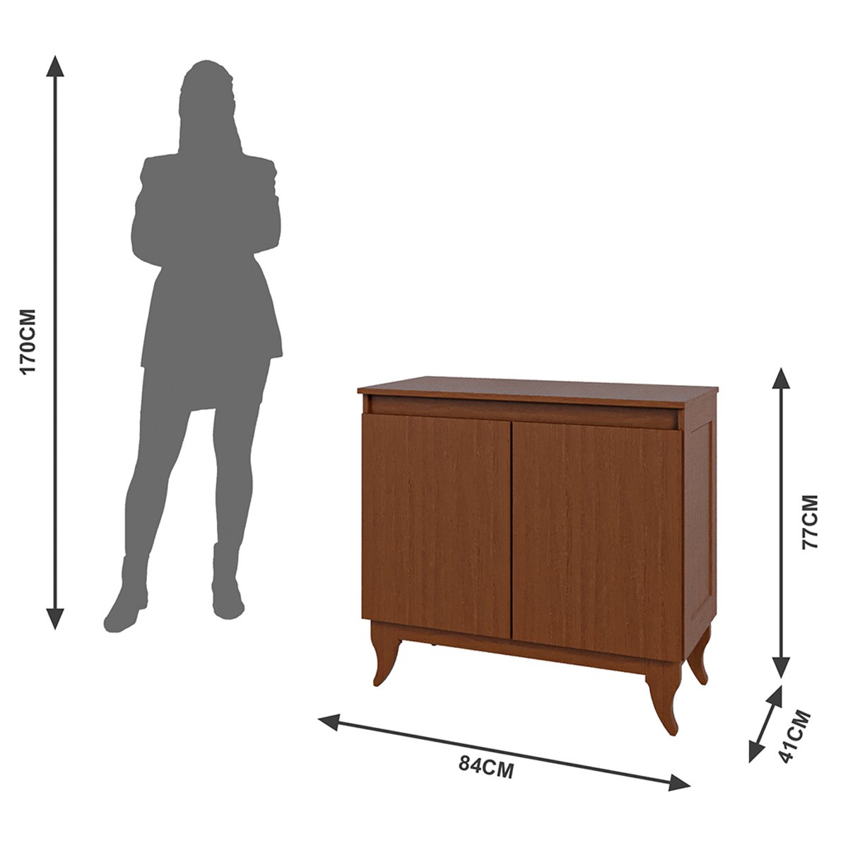 Balcão Buffet Aparador 100% Madeira 2 Portas Reymon Castanho