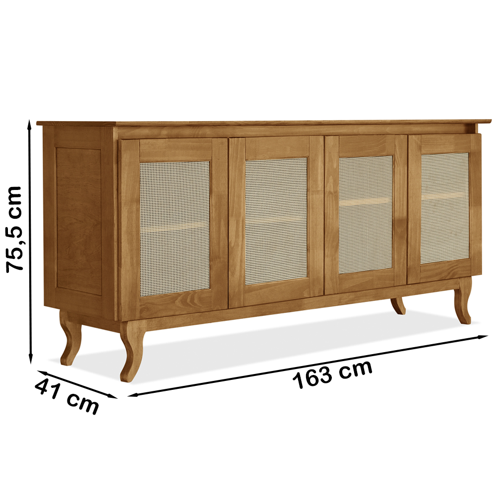 Buffet Aparador 4 Portas Com Tela 0709500 Imbuia Madeira Pinus AT Moveis