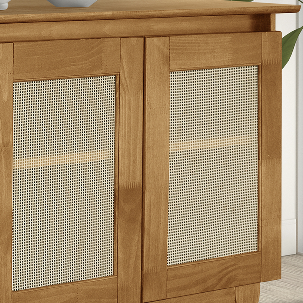 Buffet Aparador 4 Portas Com Tela 0709500 Imbuia Madeira Pinus AT Moveis