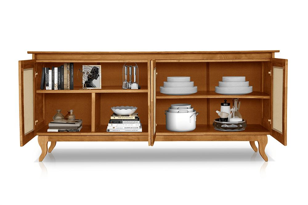Buffet Aparador Tela 4P Madeira Deltran Imbuia - Atraente