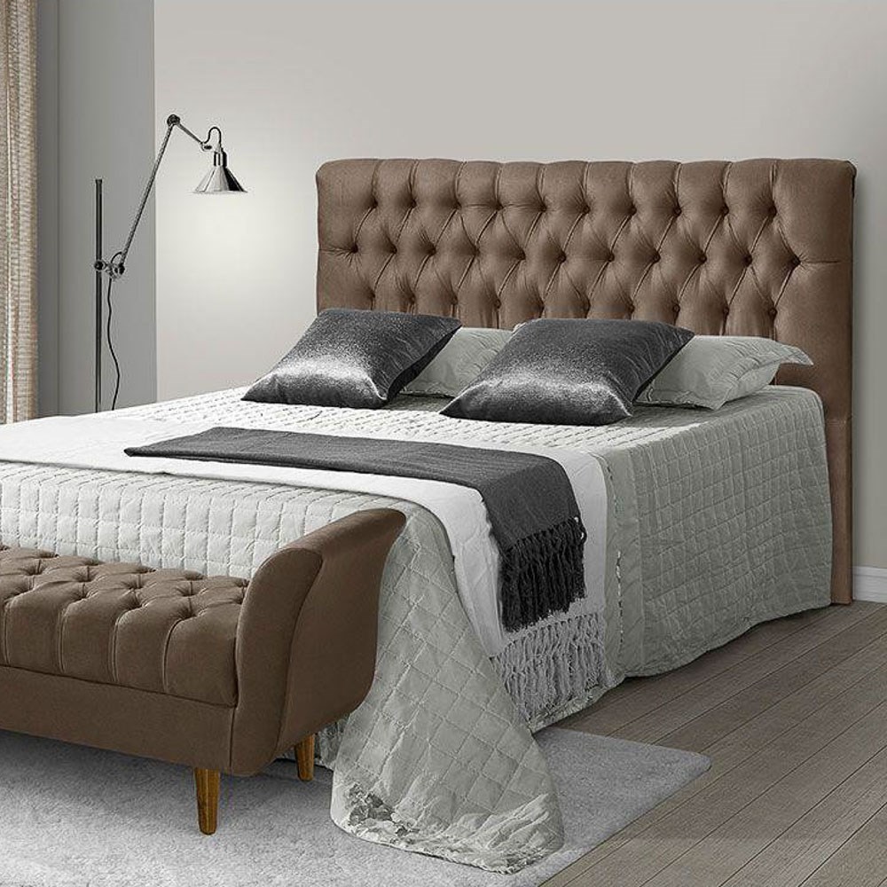Cabeceira Cama Box Casal 140cm Iasmin Suede Marrom - Atraente Móveis