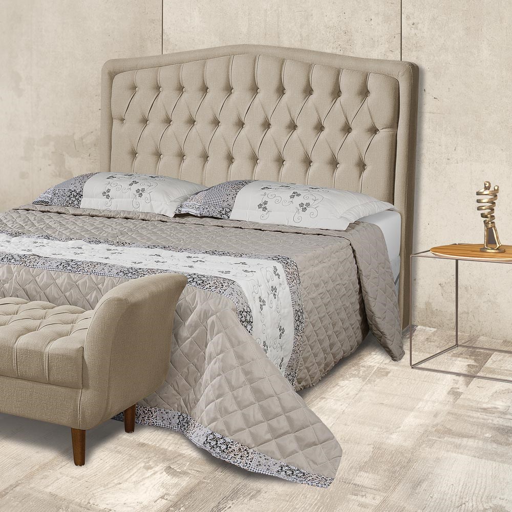 Cabeceira Cama Box Casal King 195cm Costa Rica Linho Bege  - Atraente Móveis