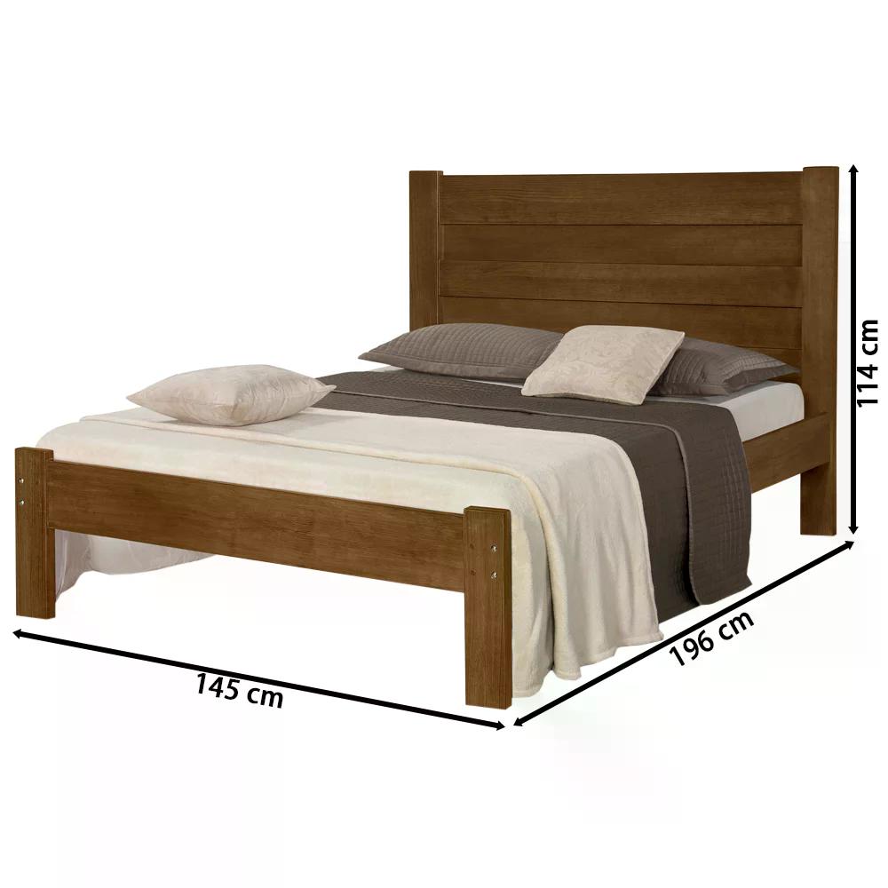 Cama Casal Madeira Maciça Lara Castanho AT Moveis