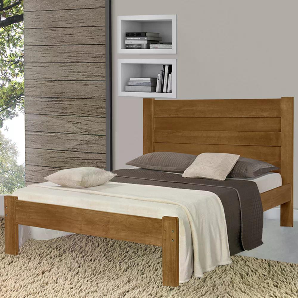 Cama Casal Madeira Maciça Lara Imbuia AT Moveis