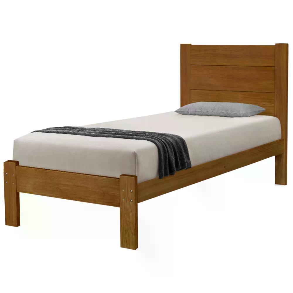 Cama Solteiro Madeira Maciça Lara Imbuia AT Moveis