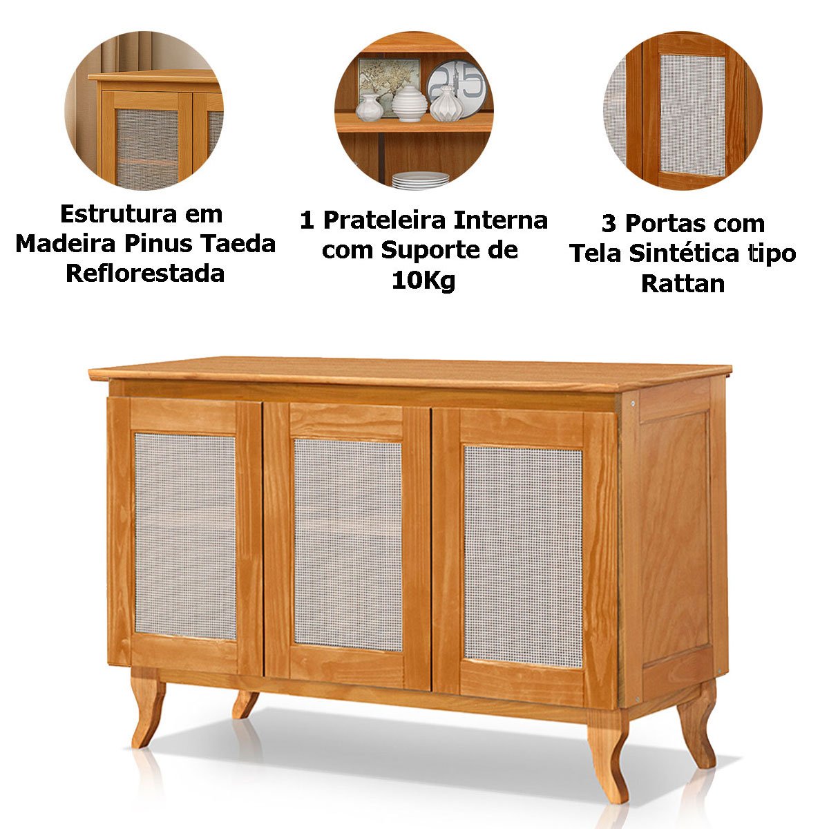 Cristaleira 2 Portas com Balcão 3 Portas Madeira Maciça Imbuia