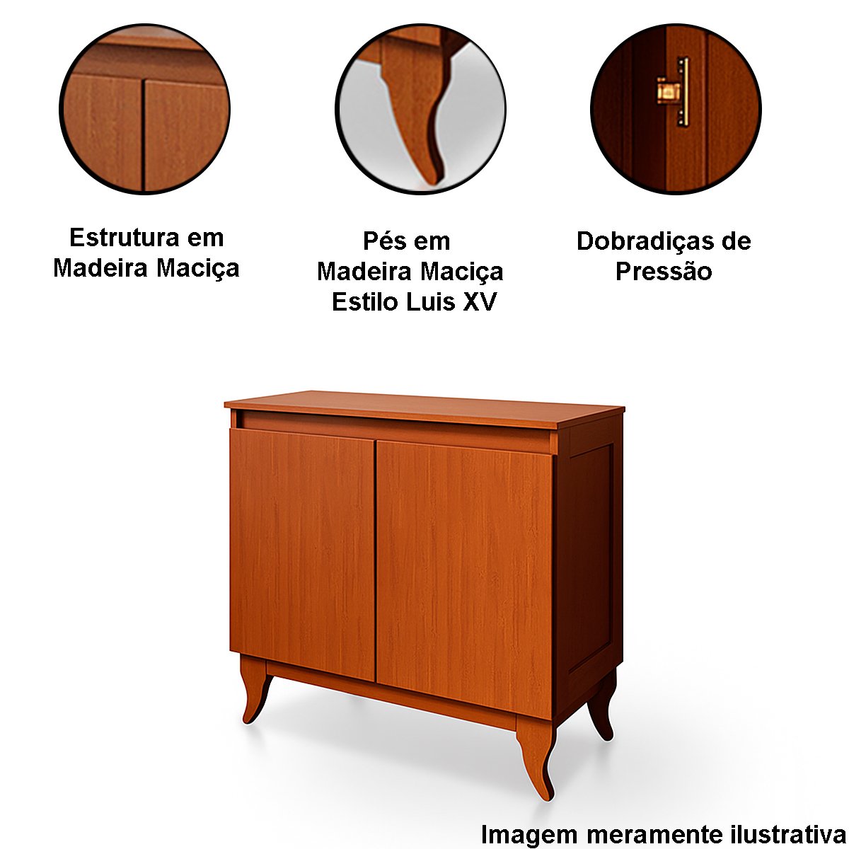 Cristaleira 2 Portas e Balcão Buffet 2 Portas 100% Madeira Ásia Castanho