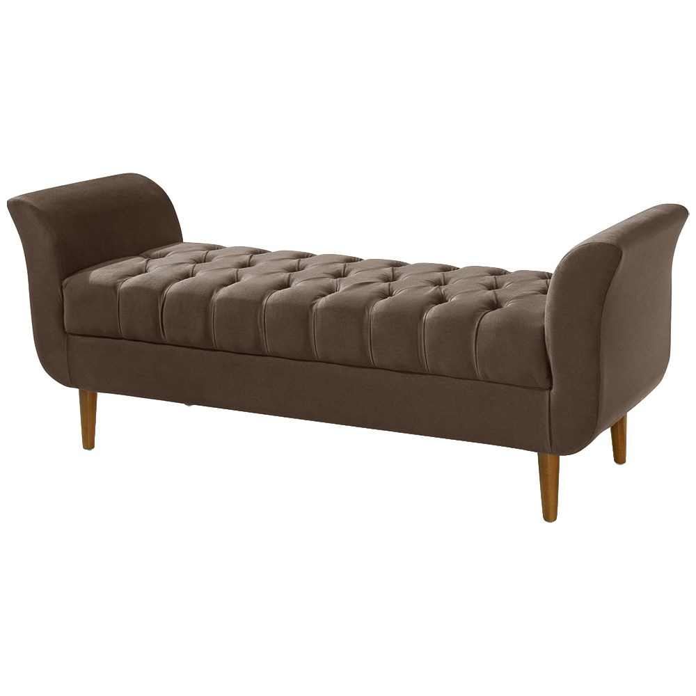 Divã Recamier Barcelona 130 Suede Marrom - Atraente Móveis