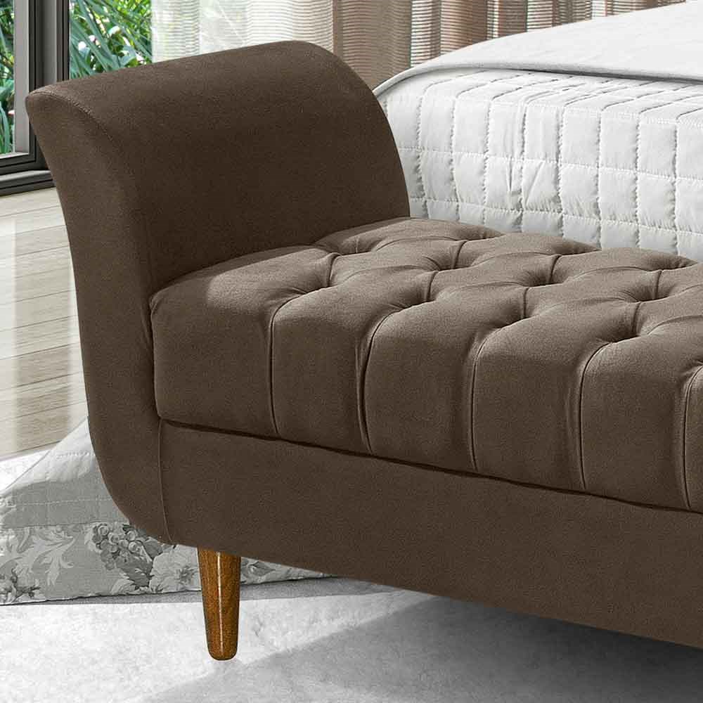 Divã Recamier Barcelona 130 Suede Marrom - Atraente Móveis