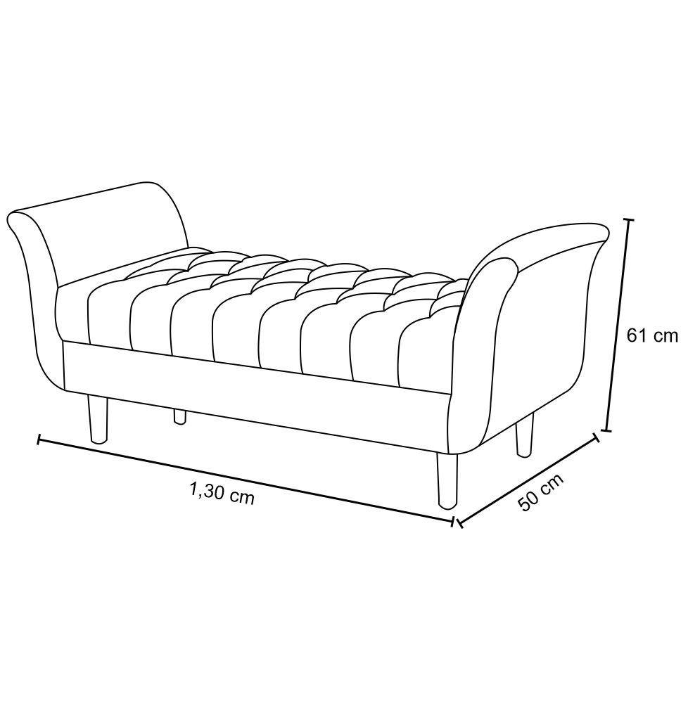Divã Recamier Barcelona 130 Suede Marrom - Atraente Móveis