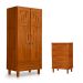 Guarda Roupa 2 Portas e Cômoda 4 Gavetas 100 % Madeira Paris Castanho