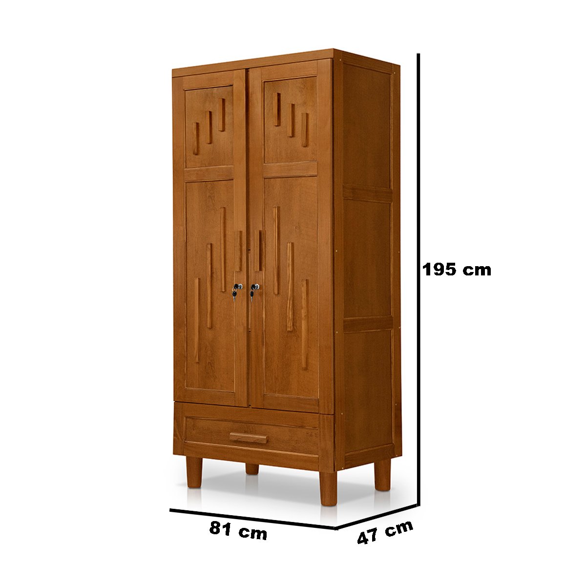 Guarda Roupa 2 Portas e Cômoda 4 Gavetas 100 % Madeira Paris Castanho