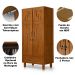 Guarda Roupa 2 Portas e Cômoda 4 Gavetas 100 % Madeira Paris Castanho