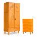 Guarda Roupa 2 Portas e Cômoda 4 Gavetas 100 % Madeira Paris Imbuia