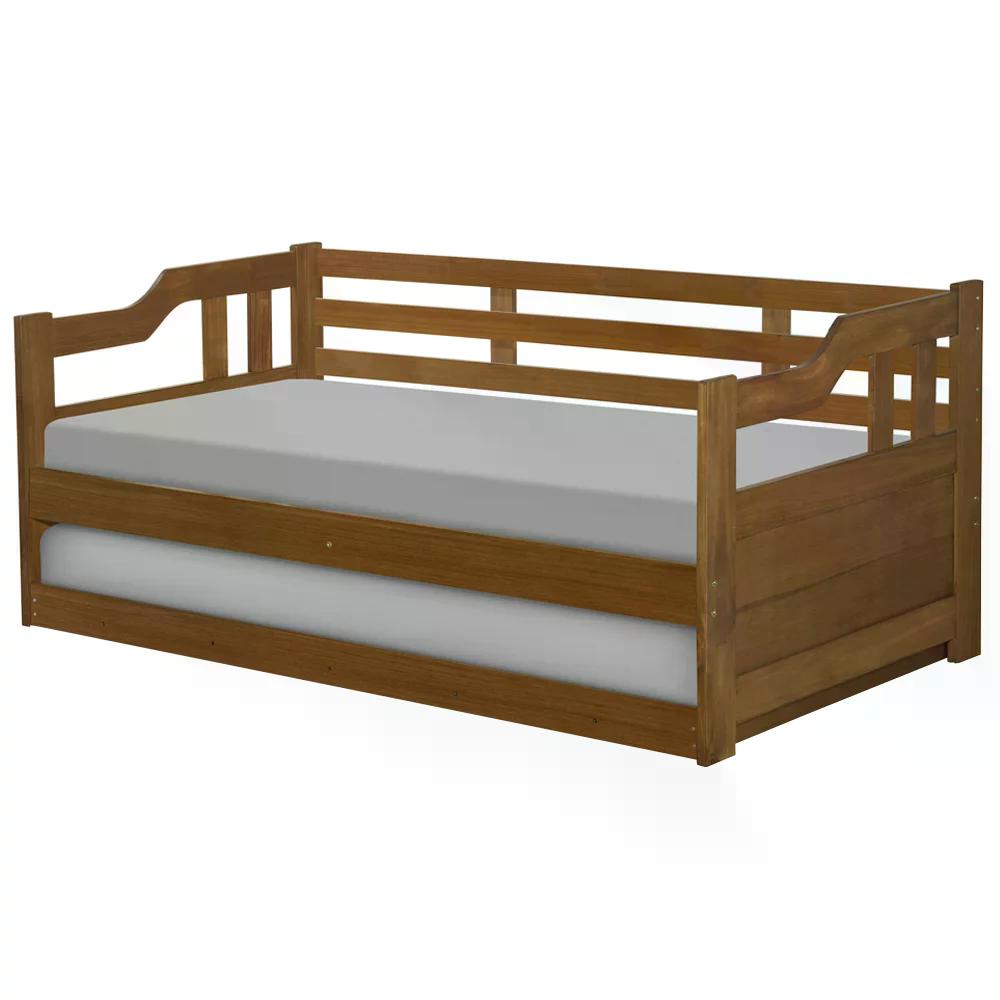 Sofa Cama Solteiro Com Cama Auxiliar Madeira Castanho AT Moveis