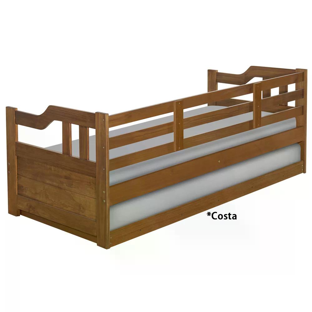 Sofa Cama Solteiro Com Cama Auxiliar Madeira Castanho AT Moveis