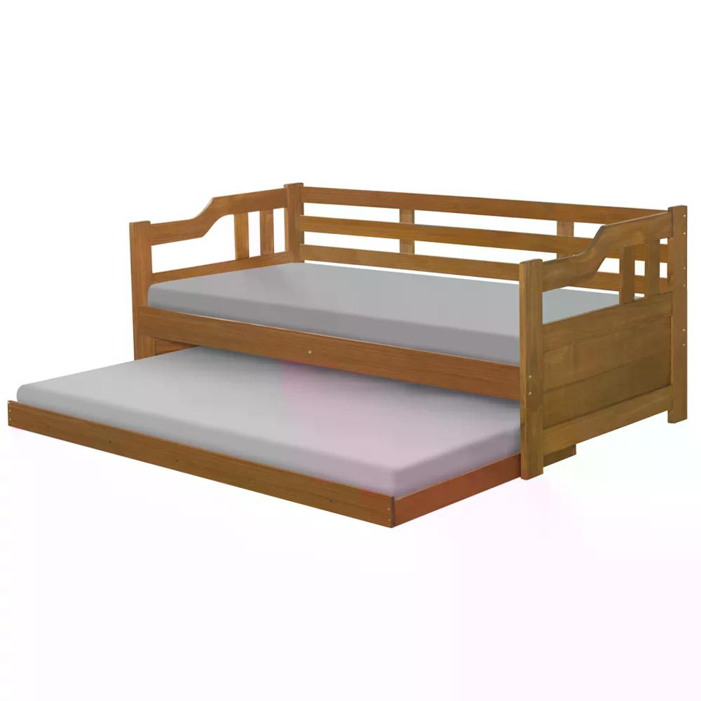 Sofa Cama Solteiro Com Cama Auxiliar Madeira Imbuia AT Moveis