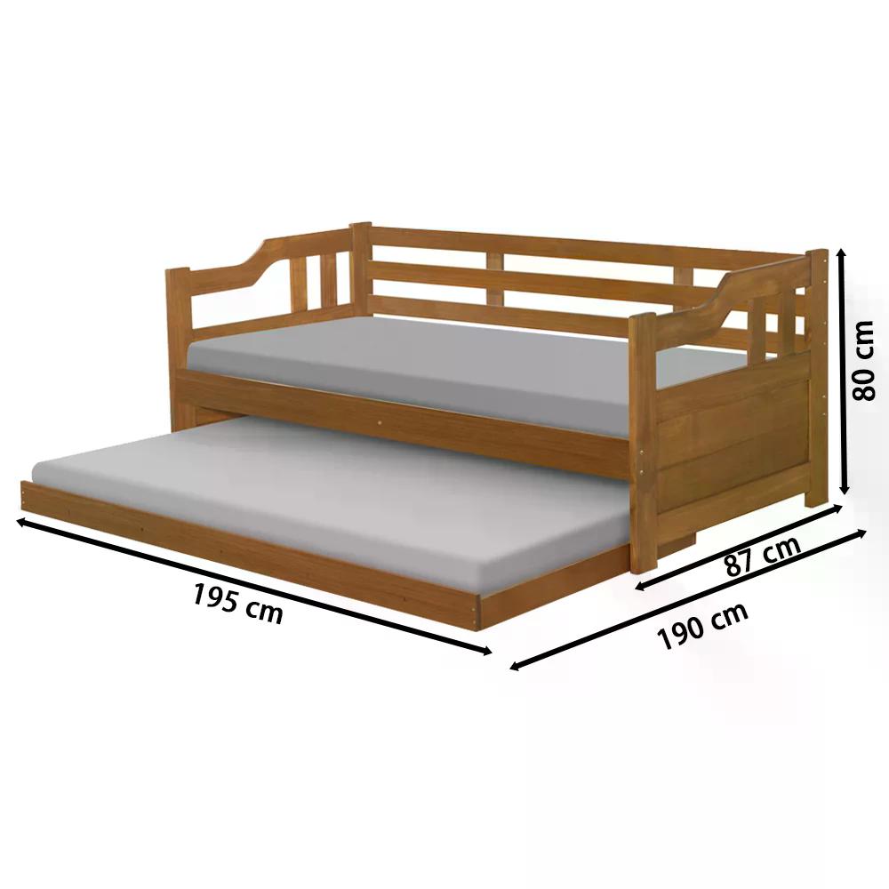 Sofa Cama Solteiro Com Cama Auxiliar Madeira Imbuia AT Moveis