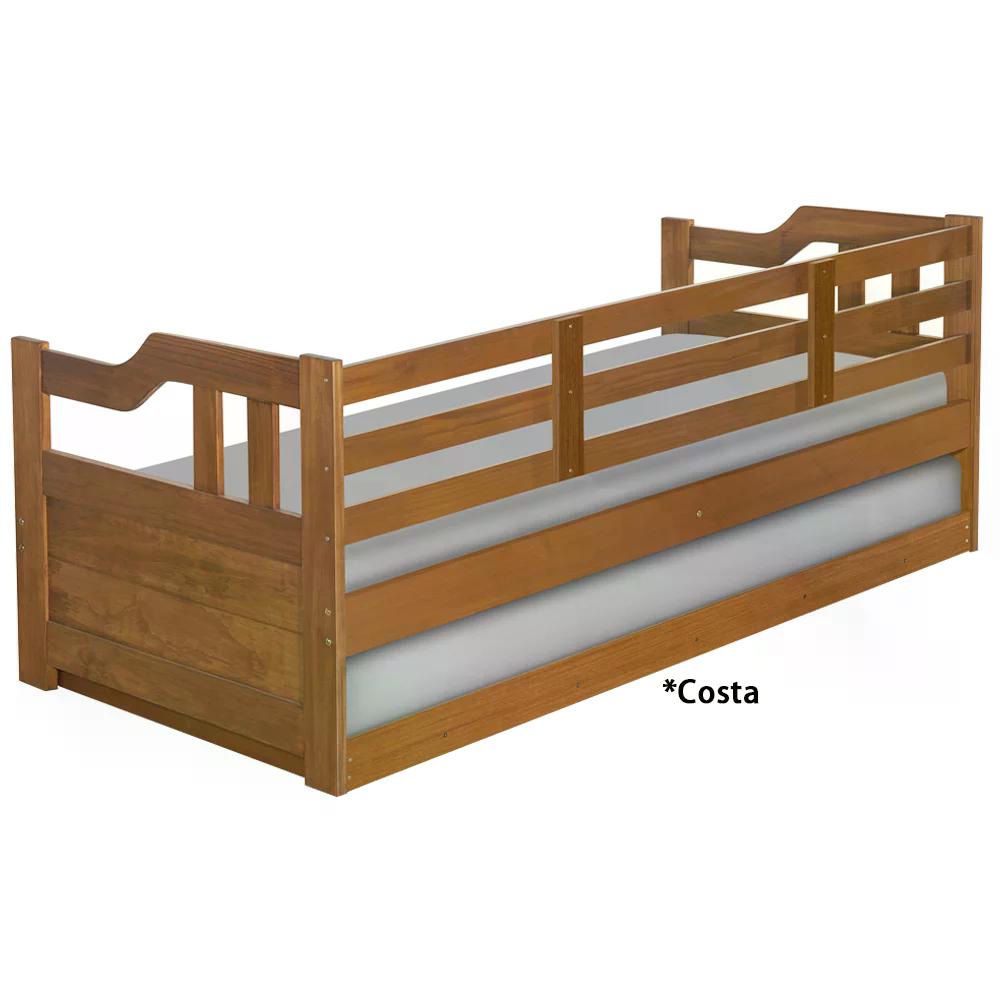 Sofa Cama Solteiro Com Cama Auxiliar Madeira Imbuia AT Moveis