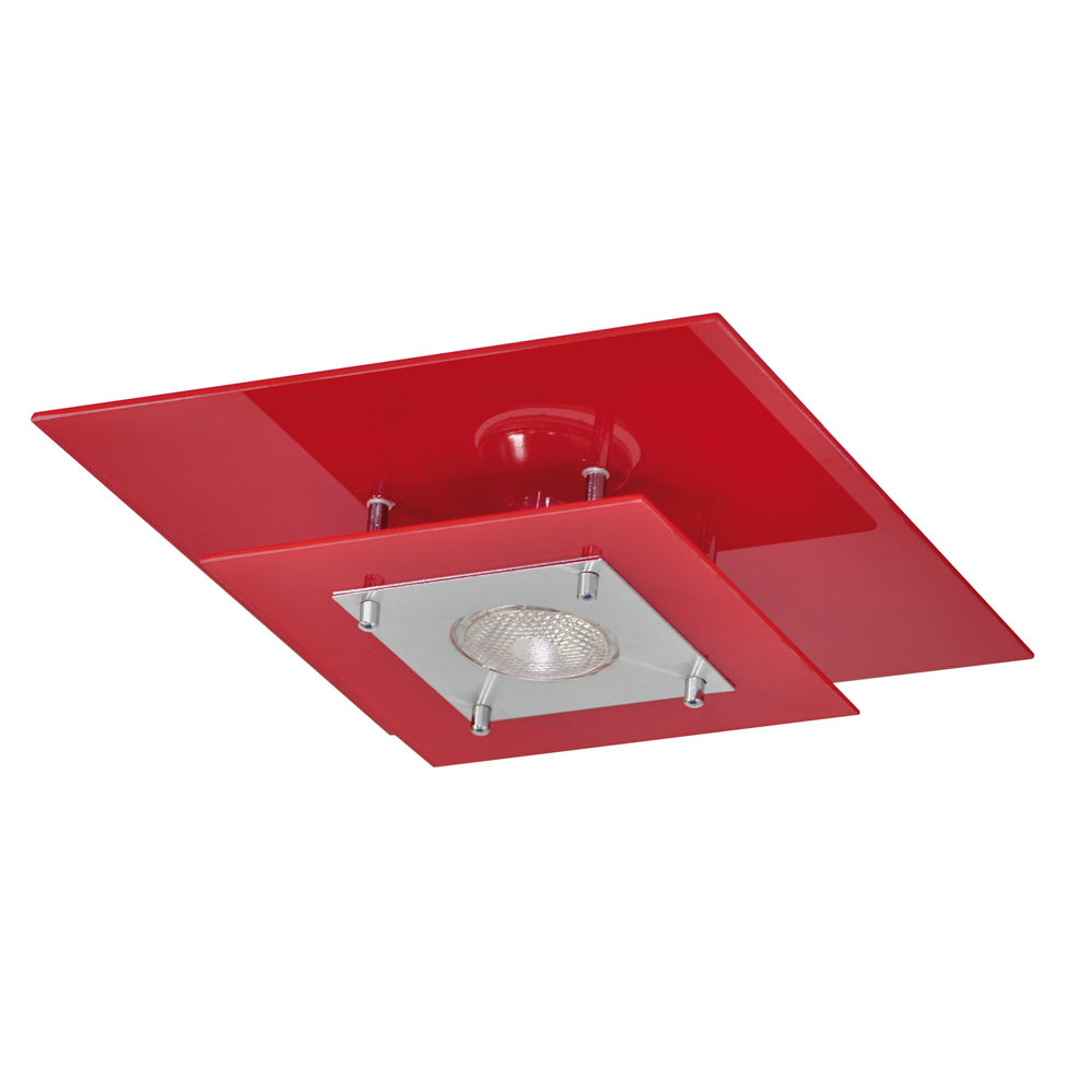 Plafon Palladium Vermelho Quadrado 1 Lâmpada