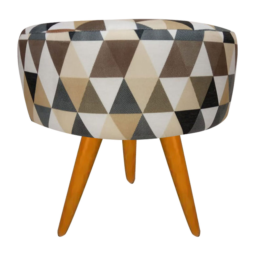 Puff Decorativo Lavinia Suede Estampado Pes Castanho - SSX Multicoisas