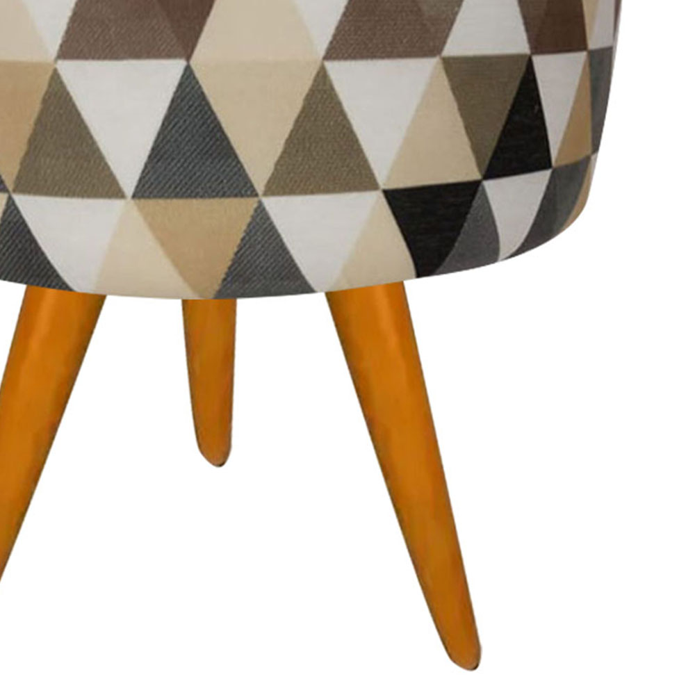 Puff Decorativo Lavinia Suede Estampado Pes Castanho - SSX Multicoisas