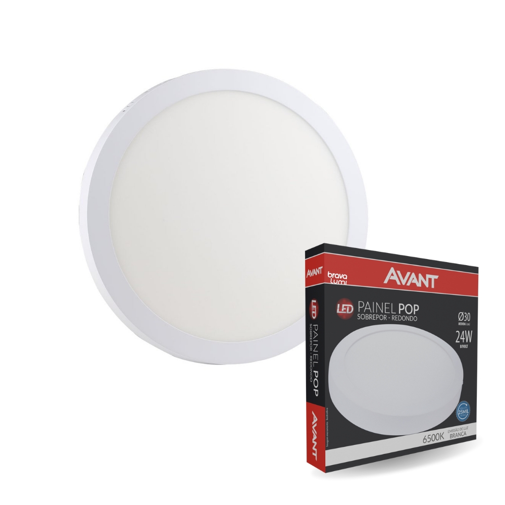 Painel de Led Avant Redondo Sobrepor 24W Bivolt 6500K Luz Fria