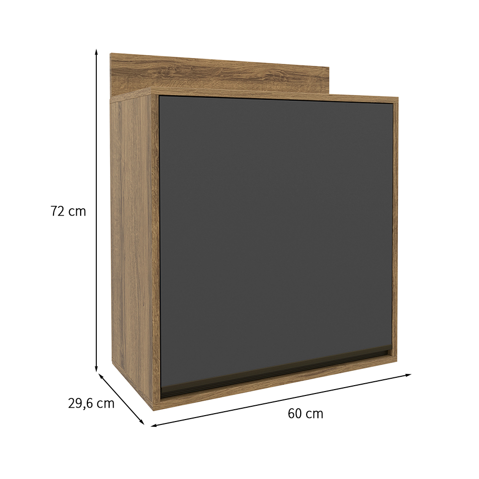 Armário Aéreo Confort 1 Porta Cinamomo e Grafite 60 cm
