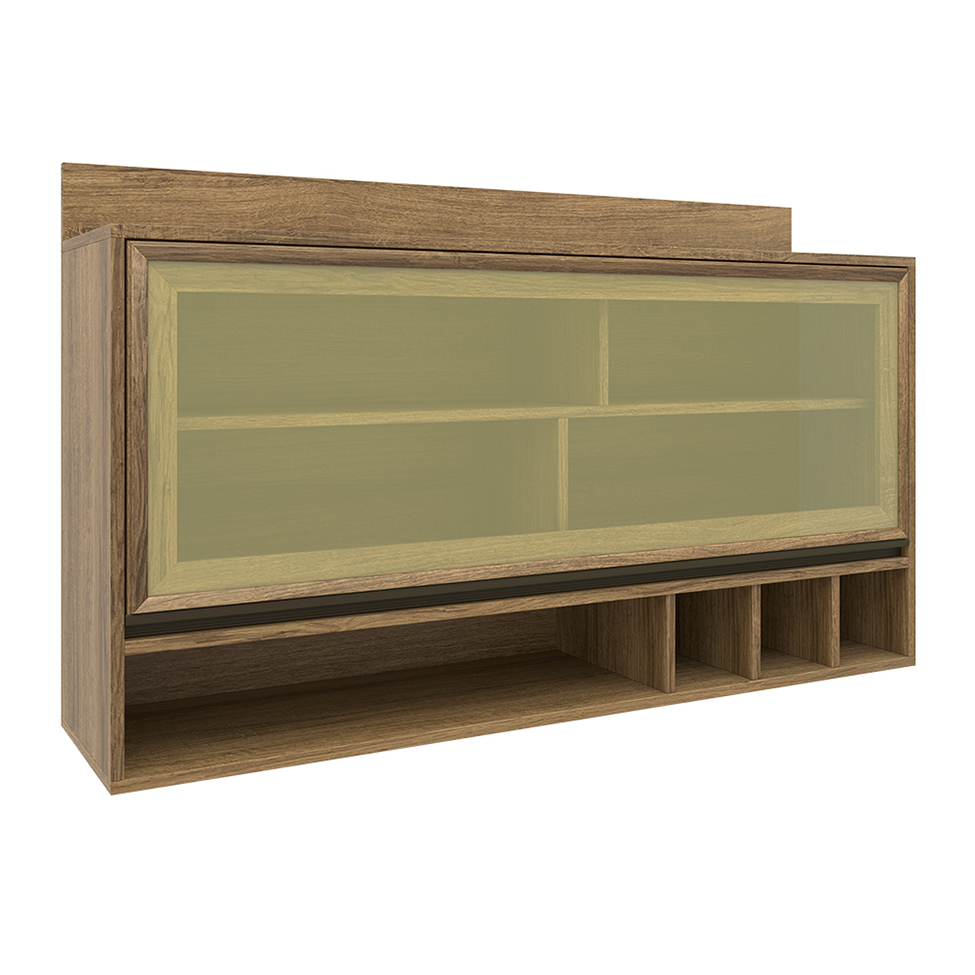 Armário Aéreo Confort com Vidro 1 Porta Cinamomo 120 cm