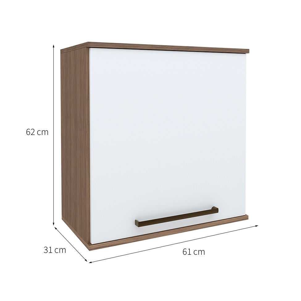 Armário Aéreo Evolution 1 Porta Tannat e Branco 61 cm