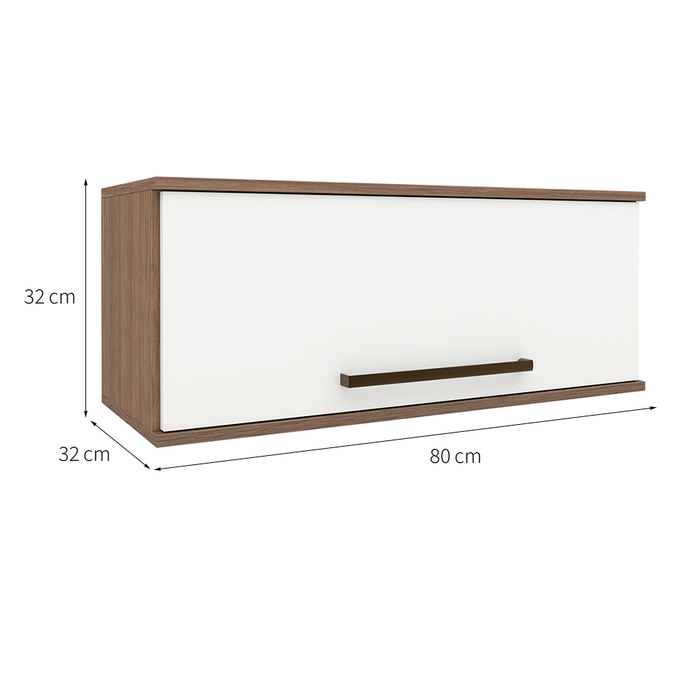 Armário Aéreo Evolution 1 Porta Tannat e Branco 80 cm
