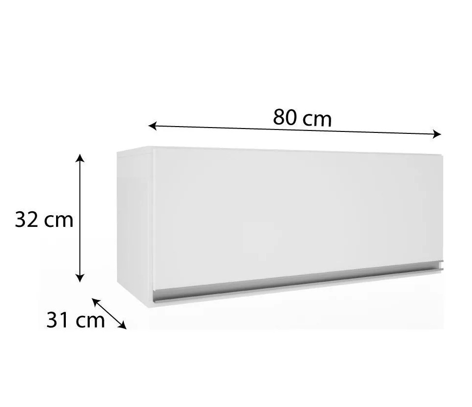 Armário Aéreo Geladeira De Cozinha e Lavanderia 1 Porta Top Class 0,80m Branco