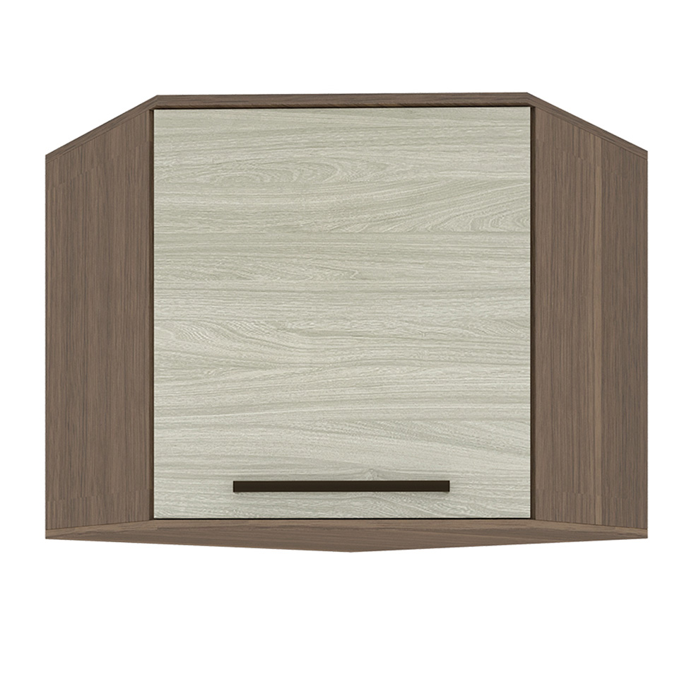 Armário Aéreo de Canto Evolution 1 Porta Tannat e Legno Crema
