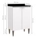 Armário Gabinete Branco Moderno Para Cozinha Balcão Espaçoso Com 2 Portas e Pés Gs