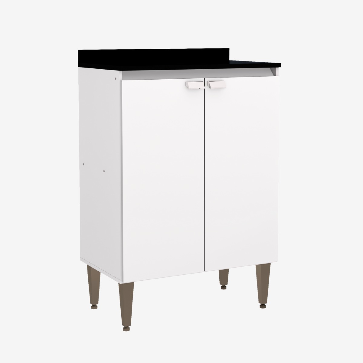 Armário Multioso Moderno Com 2 Portas e Pés Branco Para Lavanderia Gs