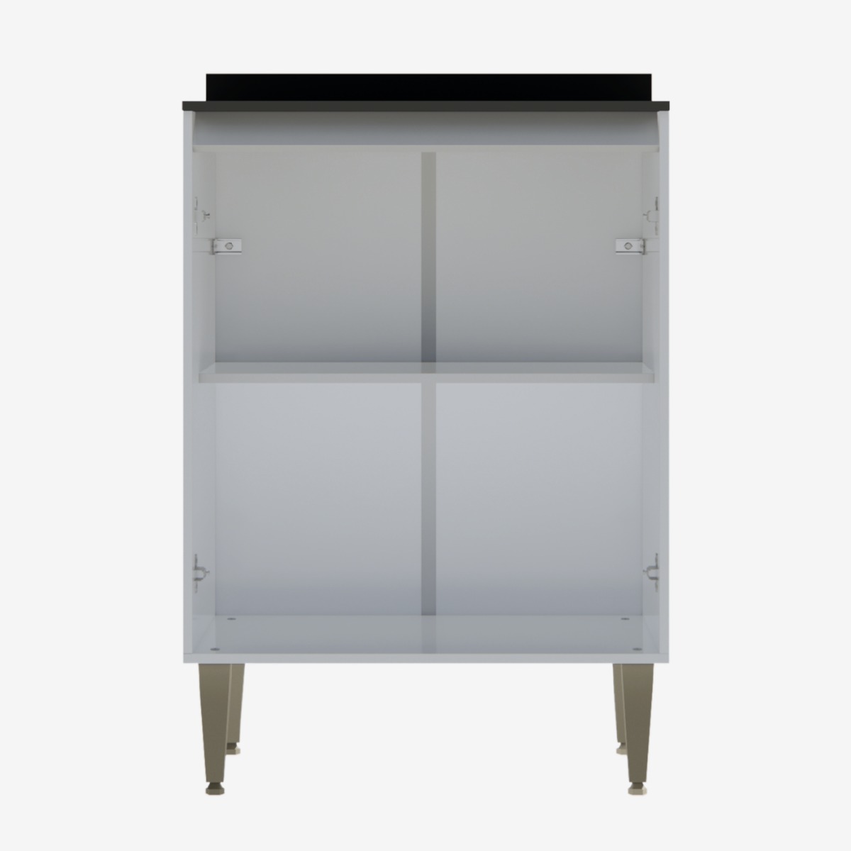 Armário Multioso Moderno Com 2 Portas e Pés Branco Para Lavanderia Gs