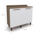 Balcão de Cozinha com Tampo Evolution 2 Portas Tannat e Branco