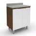 Balcão de Cozinha com Tampo New 2 Portas Tannat e Branco 70 cm