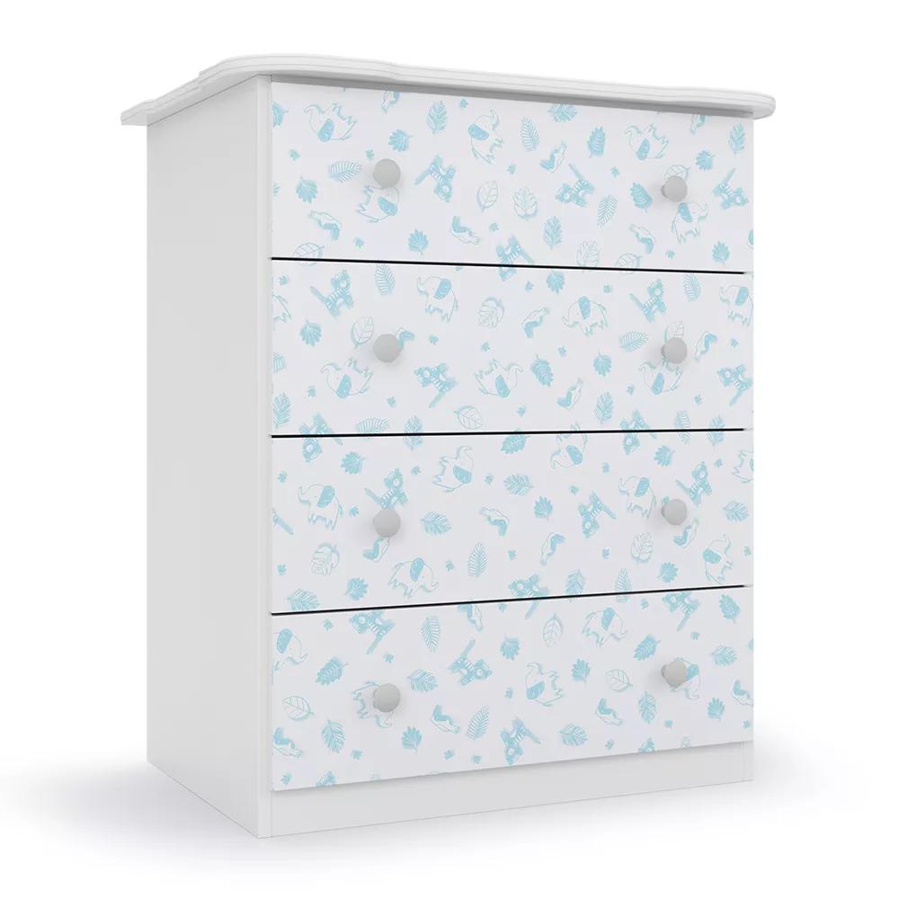 Cômoda Baby Azul Moderna Com 04 Gavetas Espaçosa Para Quarto Infantil Ic4