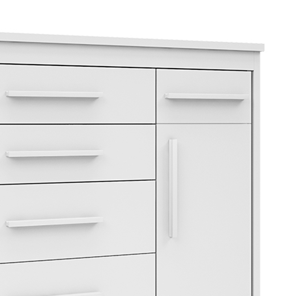 Cômoda Elegance 1 Porta 6 Gavetas Branca